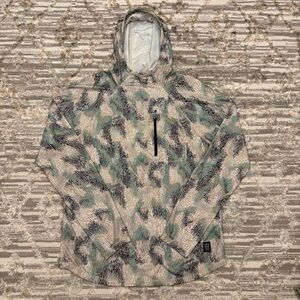 Topo Designs Camouflage Hooded Pullover in Tan, Green, Black